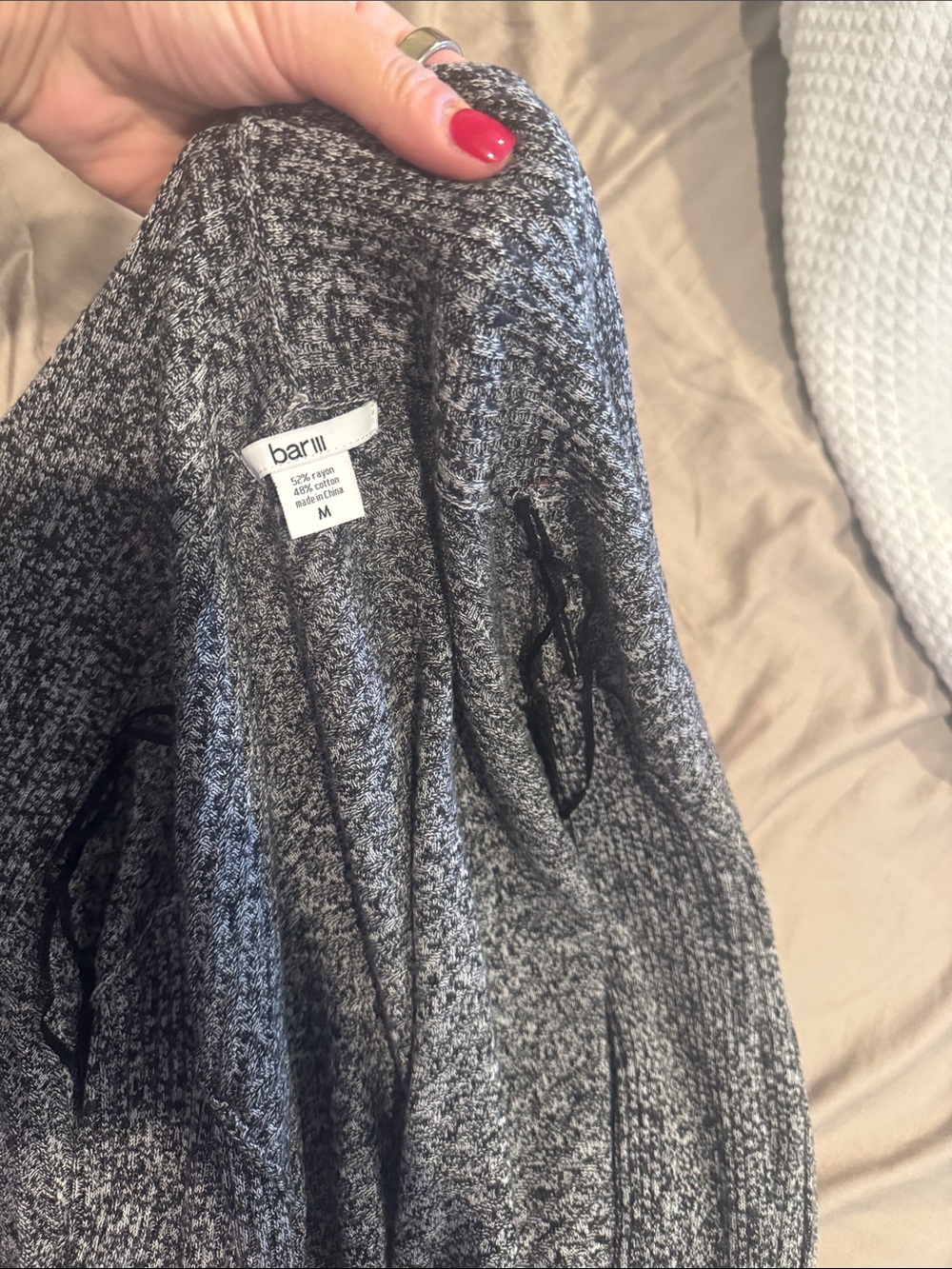 Bar III Black and White Marled Open-Front Cardigan